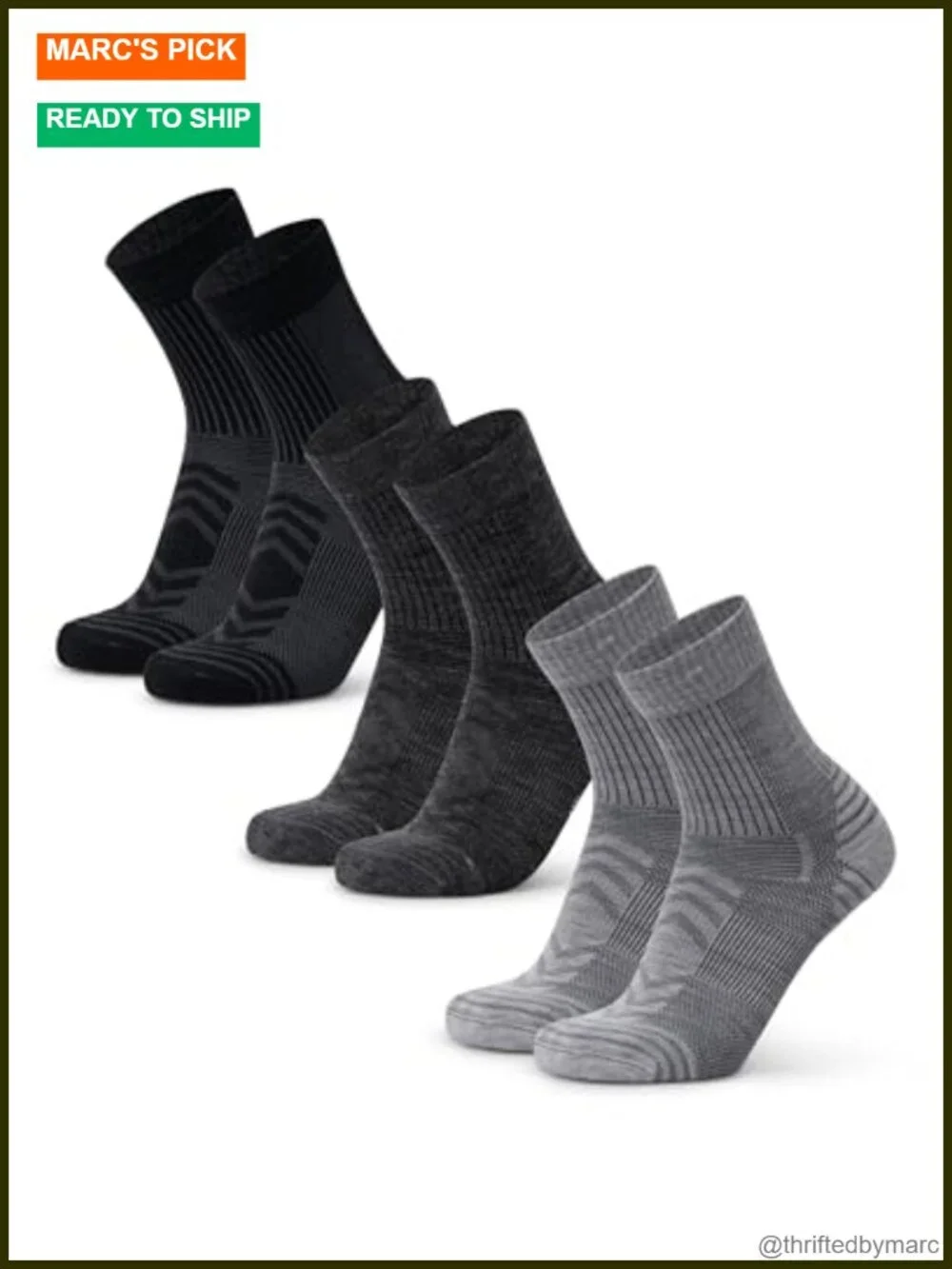Lightweight Merino Wool Hiking Socks for Men & Women, 3 Pack